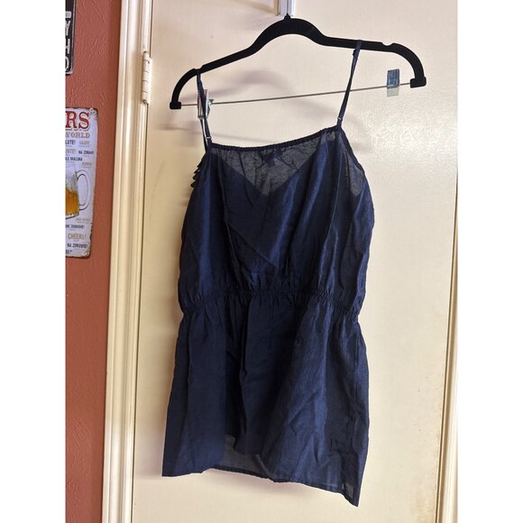 Gap Womens Navy Sleeveless Ruffle Trim Button Front Top M - Picture 6 of 9